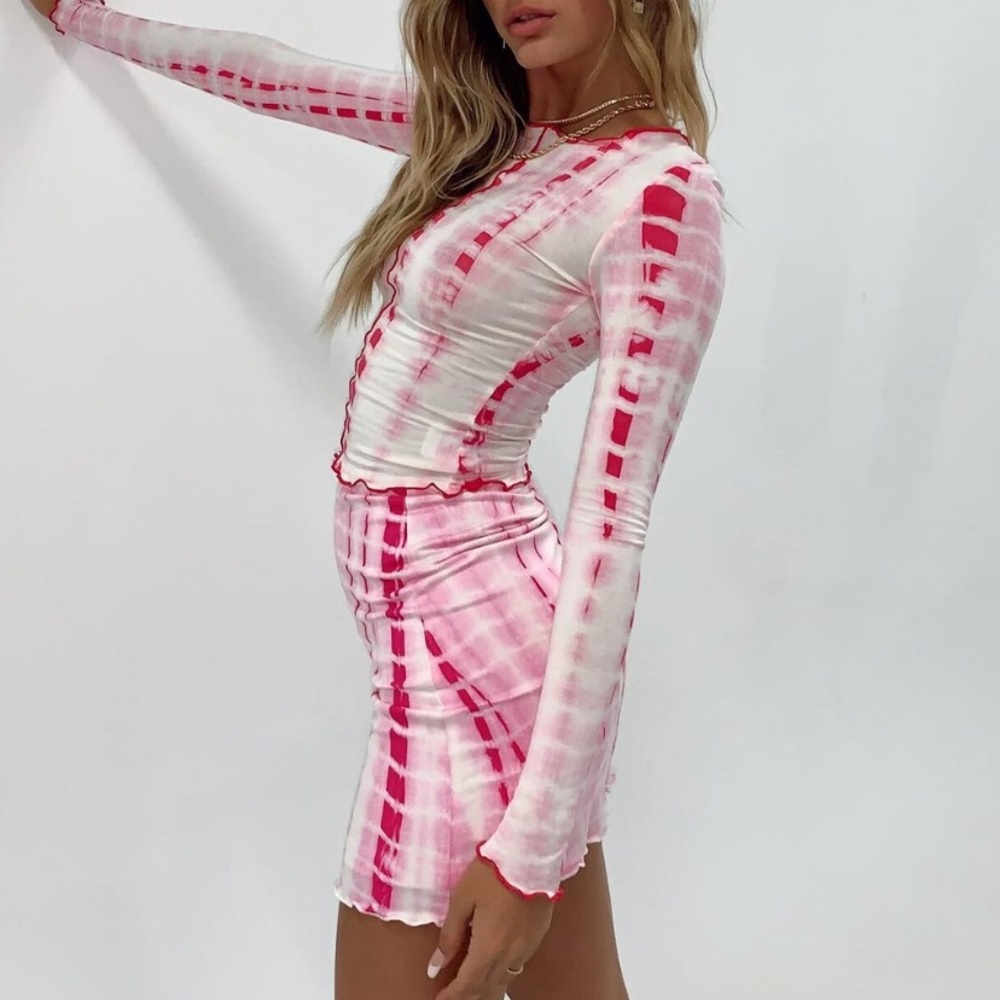 Princess Polly tie dye skirt set size 0/Pink